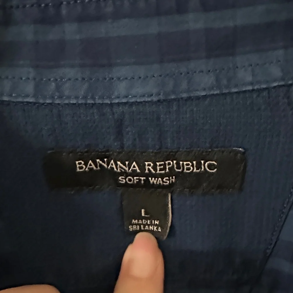 Banana Republic Navy Plaid Casual Shirt